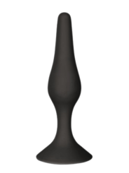 Plug Anal Noir en Silicone M avec Ventouse Taille M 11,3 cm Pocket Pleasure  1 dosette de lubrifiant