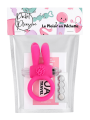 Anneau vibrant silicone rose avec oreilles de lapin - COR-003PNK