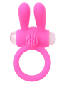 Anneau vibrant silicone rose avec oreilles de lapin - COR-003PNK