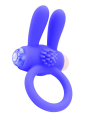 Anneau vibrant silicone bleu avec oreilles de lapin - COR-003BLU