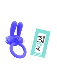 Anneau vibrant silicone bleu avec oreilles de lapin - COR-003BLU