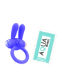 Anneau vibrant silicone bleu avec oreilles de lapin - COR-003BLU