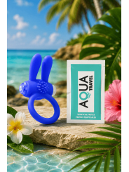 Anneau vibrant silicone bleu avec oreilles de lapin - COR-003BLU