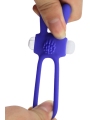 Anneau vibrant silicone bleu avec oreilles de lapin - COR-003BLU