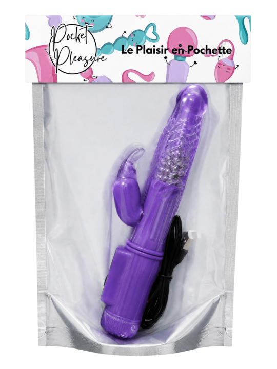 Vibromasseur Rabbit Violet Rotation  Vibration 36 Modes  1 dosette de lubrifiant — Pocket Pleasure