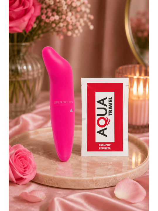 Vibromasseur Tête Incurvée Rose  1 dosette de lubrifiant — Pocket Pleasure