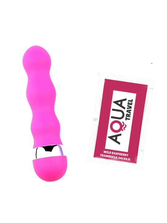Mini Vibromasseur rose ondulés Pocket Pleasure  1 dosette de lubrifiant