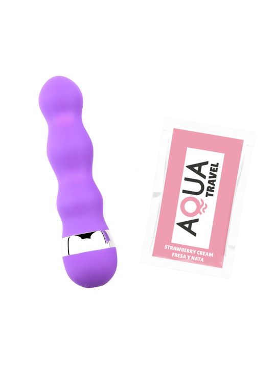 Mini Vibromasseur violet ondulés Pocket Pleasure  1 dosette de lubrifiant