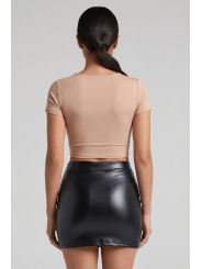 Jupe noire en simili cuir mat Sifia - LSL5-S
