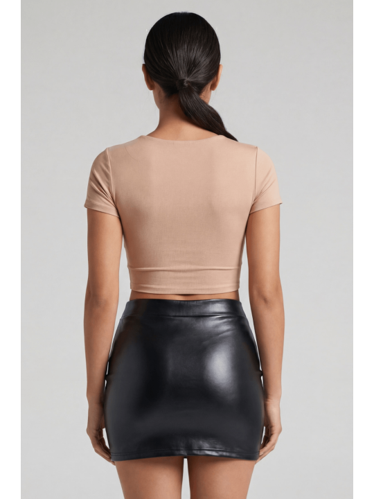 Jupe noire en simili cuir mat Sifia - LSL5-S