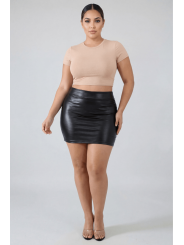 Jupe noire en simili cuir mat Sifia - LSL5-S