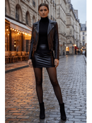 Jupe noire en simili cuir mat Sifia - LSL5-S