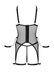 Ensemble Porte-Jarretelles  String Ouvert Résille Noir - Cottelli