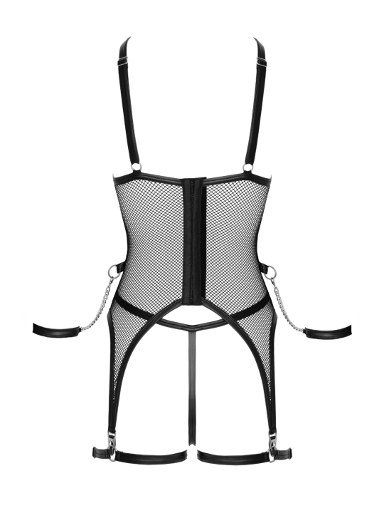 Ensemble Porte-Jarretelles  String Ouvert Résille Noir - Cottelli