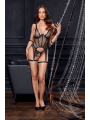 Ensemble Porte-Jarretelles  String Ouvert Résille Noir - Cottelli
