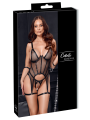 Ensemble Porte-Jarretelles  String Ouvert Résille Noir - Cottelli