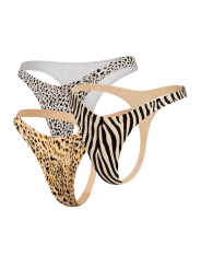 Lot de 3 strings invisibles à imprimés animaliers - Mapalé