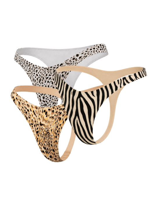 Lot de 3 strings invisibles à imprimés animaliers - Mapalé