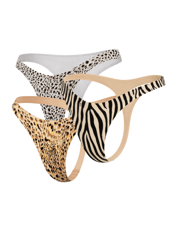 Lot de 3 strings invisibles à imprimés animaliers - Mapalé