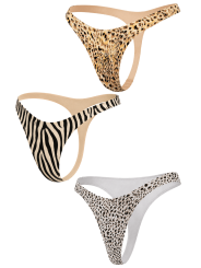 Lot de 3 strings invisibles à imprimés animaliers - Mapalé