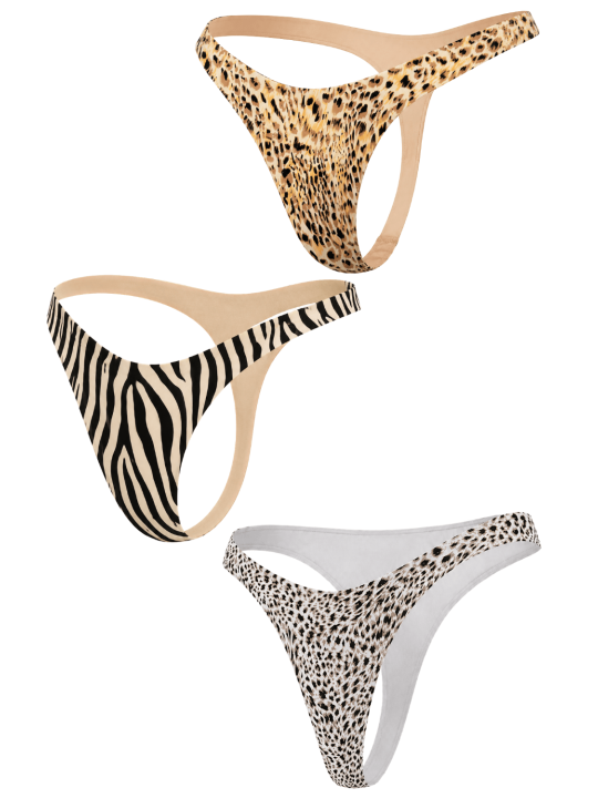 Lot de 3 strings invisibles à imprimés animaliers - Mapalé