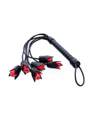Fouet multi-lanières noir avec roses rouges décoratives - Mapalé