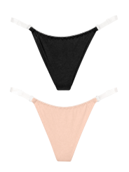 Lot de 2 strings invisibles sans coutures noir et nude - Mapalé