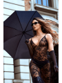 Nuisette transparente noire en dentelle avec décolleté plongeant et fentes latérales - Mapalé