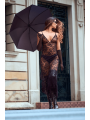Nuisette transparente noire en dentelle avec décolleté plongeant et fentes latérales - Mapalé