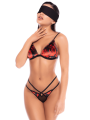 Ensemble lingerie 3 pièces noir et rouge avec soutien-gorge, string et bandeau – Mapalé 80058