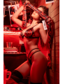 Ensemble lingerie 3 pièces noir et rouge avec soutien-gorge, string et bandeau – Mapalé 80058