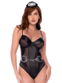 Body policier en résille transparente et wetlook avec détails métalliques - Mapalé