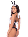 Déguisement lapine sexy 3 pièces avec oreilles, top court et culotte à bretelles - Mapalé