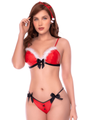 Déguisement Mère Noël 2 pièces avec soutien-gorge et string - Mapalé