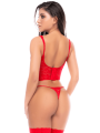 Ensemble 2 pièces rouge avec bustier en dentelle et jarretelles - Mapalé