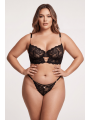 String noir en dentelle avec bijou et chaîne dorée - PM06G-BBLK