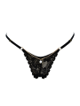 String noir en dentelle avec bijou et chaîne dorée - PM06G-BBLK