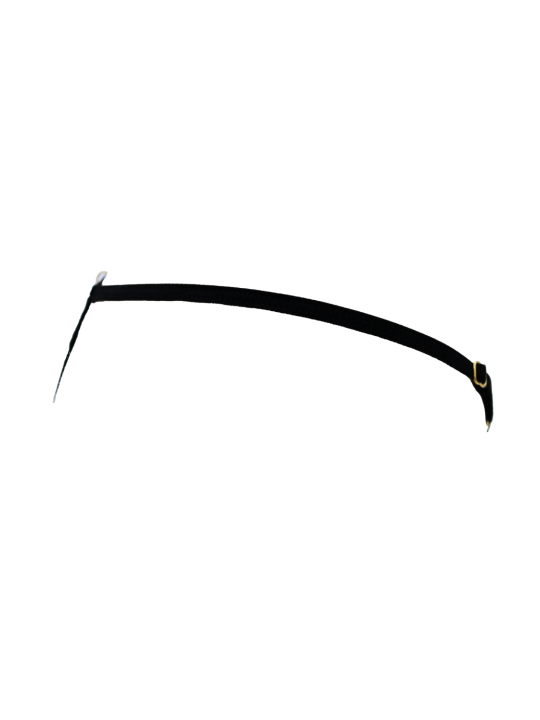 String noir en dentelle avec bijou et chaîne dorée - PM06G-BBLK