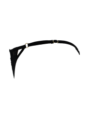 Tanga noir en dentelle avec bijou losanges dorés - PM01GBLK