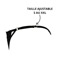 Tanga noir en dentelle avec bijou losanges dorés - PM01GBLK