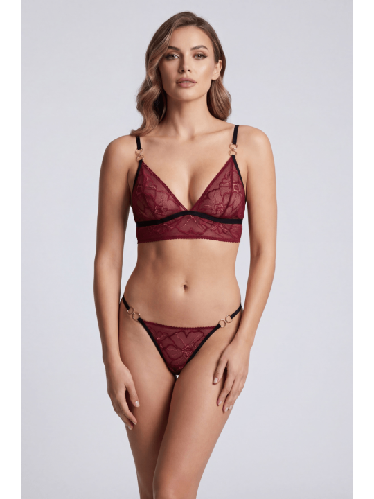 String bordeaux avec anneaux détachables - PM05GOPC-BRED