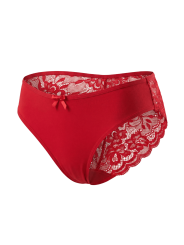 Culotte rouge en dentelle avec nœud en satin - PF09LRED