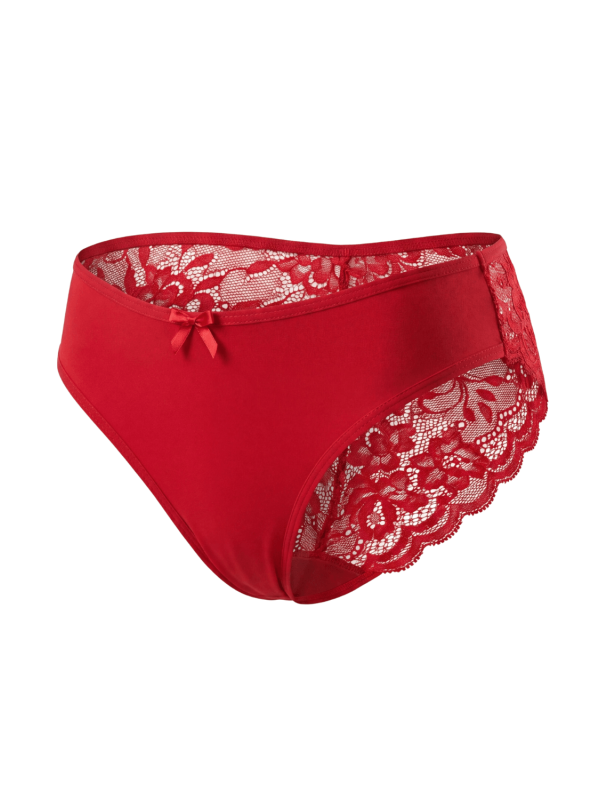 Culotte rouge en dentelle avec nœud en satin - PF09LRED