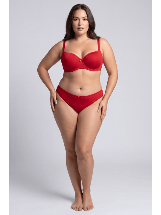 Culotte rouge en dentelle avec nœud en satin - PF09LRED