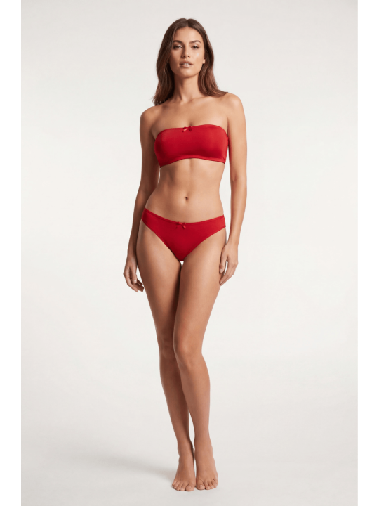 Culotte rouge en dentelle avec nœud en satin - PF09LRED