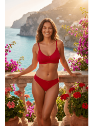 Culotte rouge en dentelle avec nœud en satin - PF09LRED