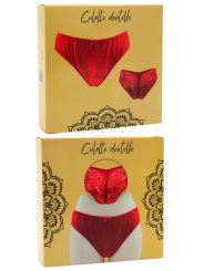 Culotte rouge en dentelle avec nœud en satin - PF09LRED
