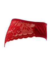Culotte rouge en dentelle avec nœud en satin - PF09LRED