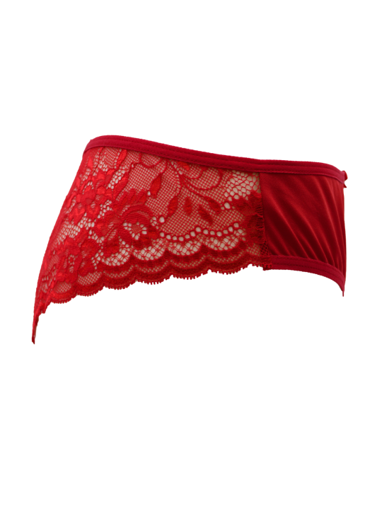 Culotte rouge en dentelle avec nœud en satin - PF09LRED