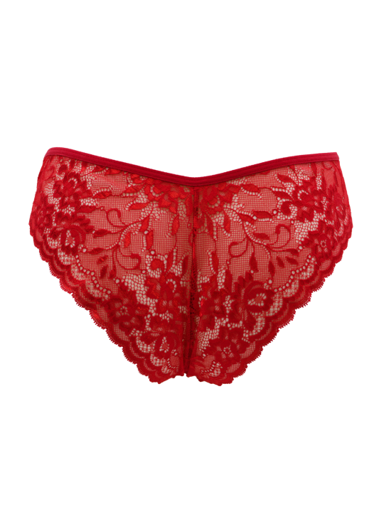 Culotte rouge en dentelle avec nœud en satin - PF09LRED